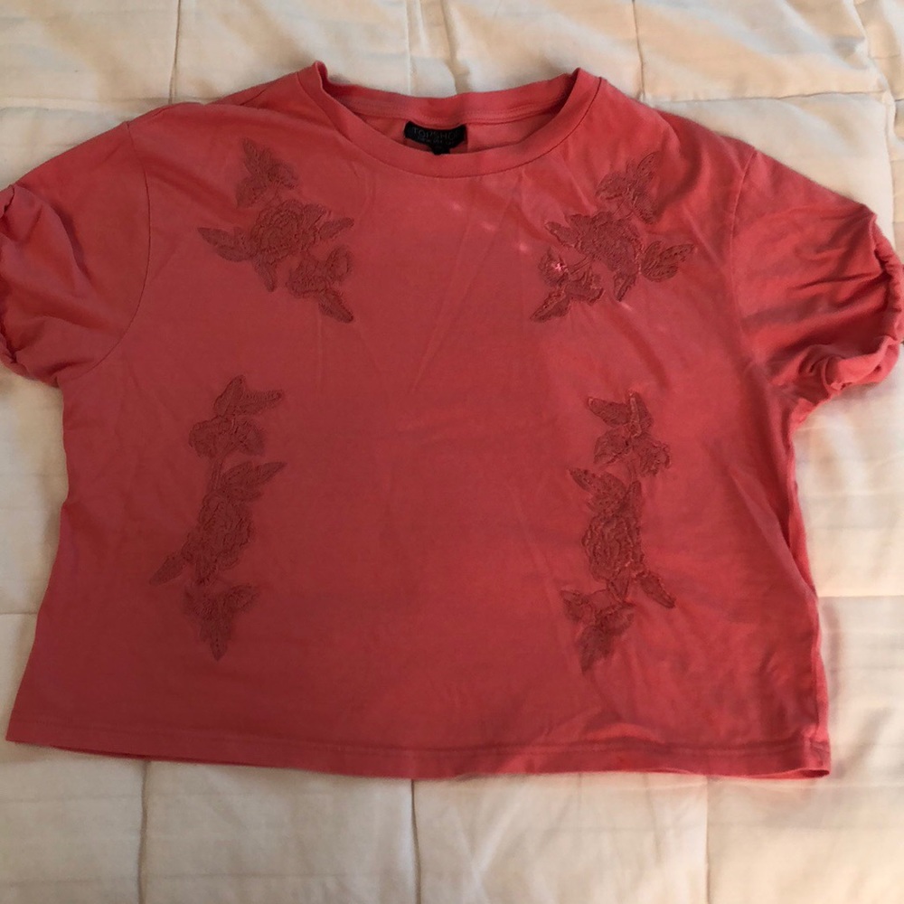 Top shop coral embroidered top